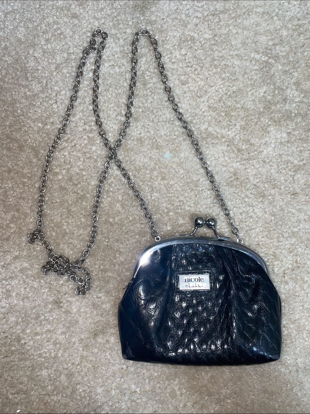 Nicole by Nicole Miller Black Quilted Kiss-Lock Chain Wristlet